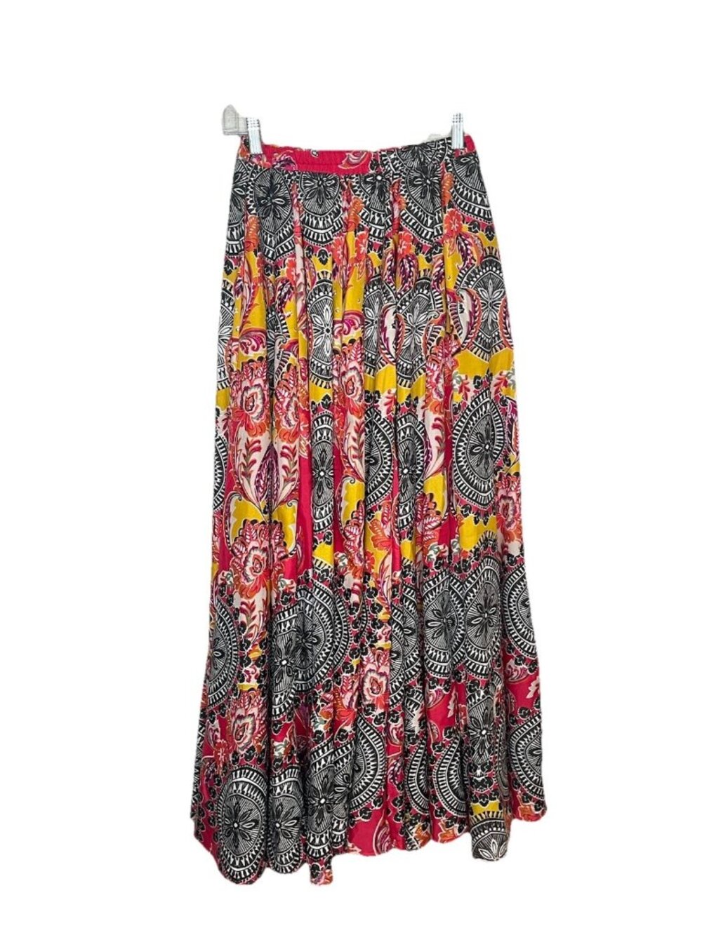 Cupio Maxi Skirt XS Boho Festival Floral Paisley Medallion Pull On Colorful